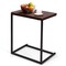 Dark Brown Steel and MDF L-Shaped End Table with Sturdy Modern Design
